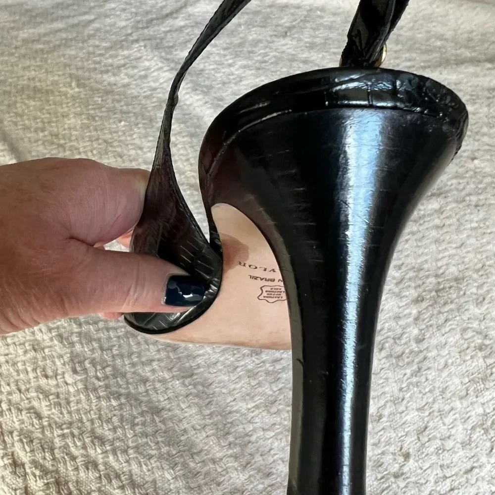 ANN Taylor sling back heels black size 9M gorpcore buckle front